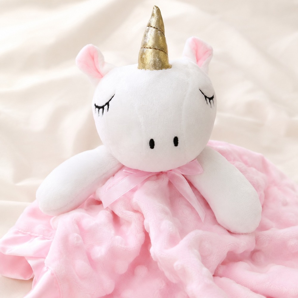 Pro Goleem Unicorn Pink Lovey Baby Girl Security Blanket Dot Plush Minky 15x16